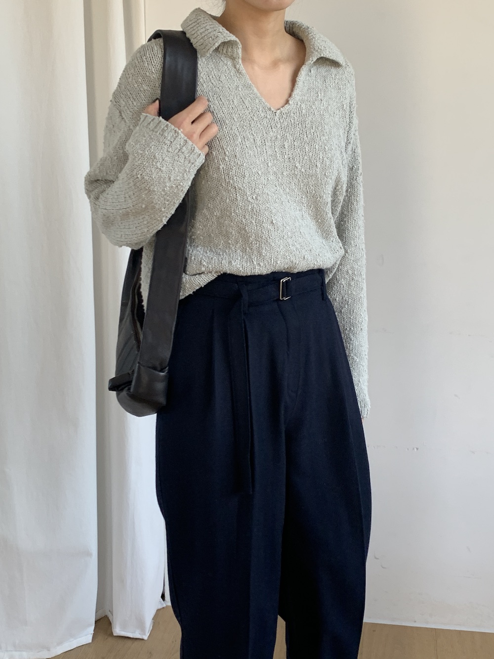 collar cotton knit (2 col)